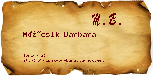 Mácsik Barbara névjegykártya